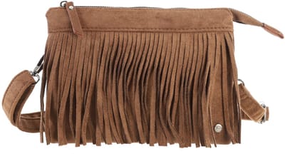 Telefoontasje -Schoudertasje - Salla - Camel - Dames - Met Franjes - Crossbody