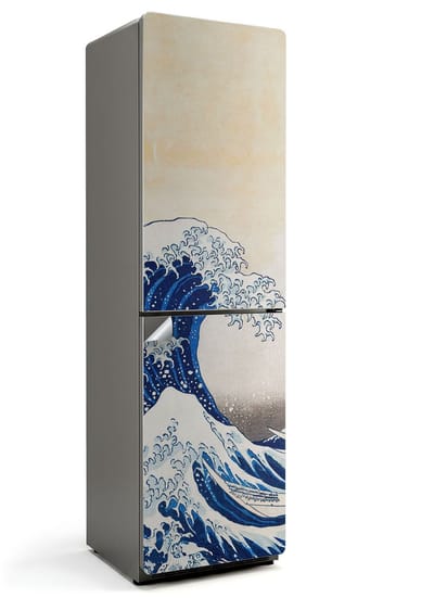 Wallfluent Koelkaststickers - De Grote Golf bij Kanagawa Koelkast Folie - 60 cm x 205 cm - Blauw Koelkaststickers - Decoratieve Koelkaststicker - Koelkast Makeover - Zelfklevende Koelkaststicker - Koelkast Versiering