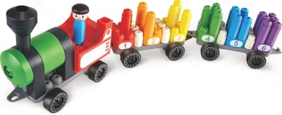 Polym Rainbow Counting Train Bouwblokken 63-delig