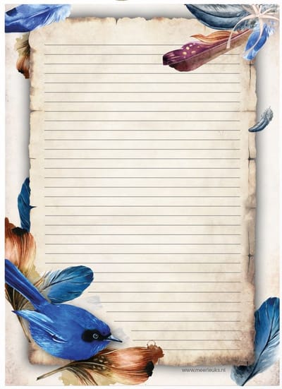 Briefpapier - 24 vellen A4 formaat - Veertjes - Meer Leuks - Postpapier