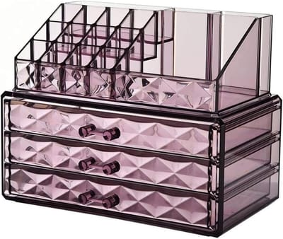 Sieradendoos met lades - Opbergkoffer organizer - Sieraden opbergen - Multifunctionele indeling - 18.7x15x24cm - Paars