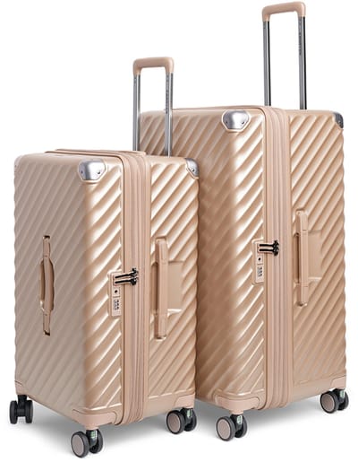 CarryOn Trunk Kofferset – 2-delig – M+L – Harde Trolley – TSA-slot – 4 Wielen – Met Expander – Champagne