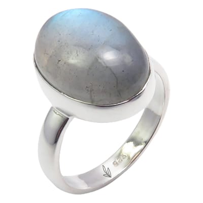 Natuursieraad -  925 sterling zilver labradoriet ring maat 16.50 - luxe edelsteen sieraad - handgemaakt