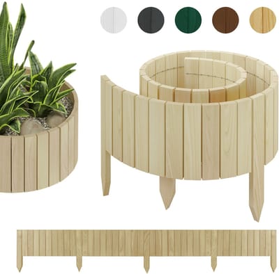 be4nature Flexibele tuinborder 200 x 10 cm Beige Niet-geïmpregneerde houten dennenhouten omheining Decoratieve rollborder voor gazon