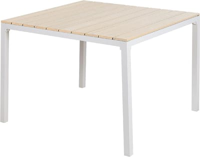 Eettafel Vierkant - Tuin Tafel - Buiten Eten - Kunst Hout Latten - 95 x 95 cm - Lichthout Wit