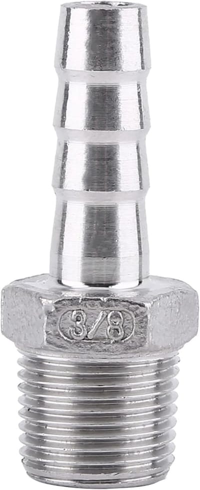 Roestvrijstalen slangpilaar Slangconnector Buitendraadadapter Luchtslang Pijpfitting Barb Tail Connector(3/8x10mm)