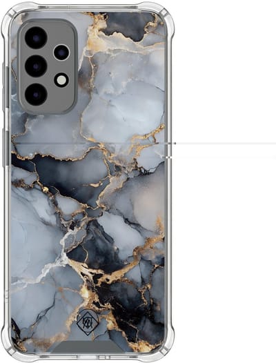 Hoesje (shockproof) geschikt voor Samsung Galaxy A52 5G - Marble mist - Extra sterke case - TPU/polycarbonaat - Marmer - Grijs, Transparant