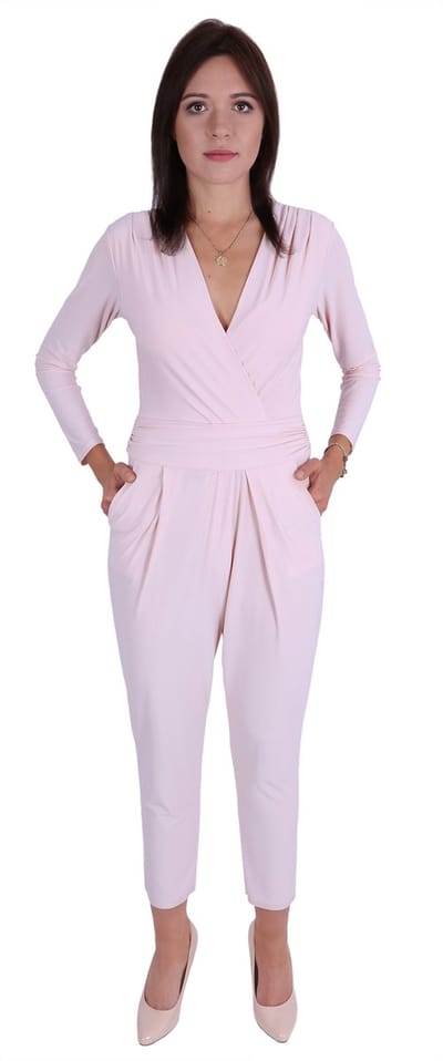 John Zack Jumpsuit met lange mouwen in poederroze