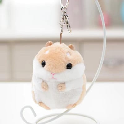 10cm Pluche Hamster Pop Pluche Speelgoed Sleutelhanger Vrouwen Meisje Kunstbont Pompon Sleutelhanger Bedeltjes Handtas Rugzak Schooltas Hanger white