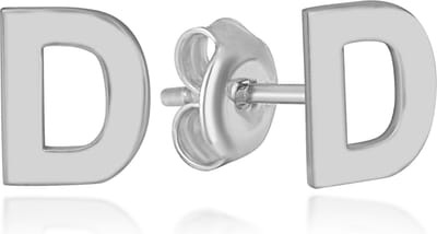 Letter D Initial Oorknoppen (zilvergehalte 925 Sterling) Oorknoppen Zilver Oorbel Trendy Minimalistisch Combi Bedel