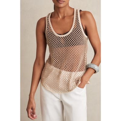 Reiss Embellished Vest Neutral Size: 4 | Tanks &amp; Camis Outlet | Dames | Beige