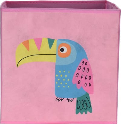 Dailygoody - Opbergdoos voor kinderen - Speelgoedbox - Opvouwbaar - Roze - Speelgoedkist - Kinderkamer - Papegaai