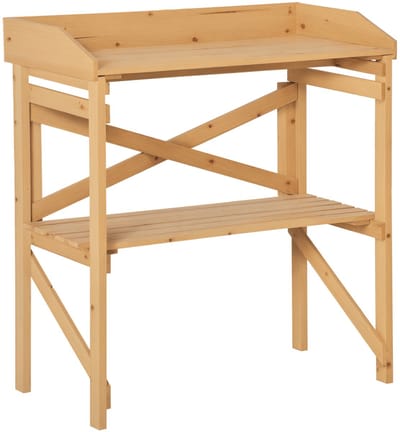 Oppottafel – Hout – Buiten – Tuinkast – Werktafel – Opbergkast – Weerbestendig – Lichtbruin