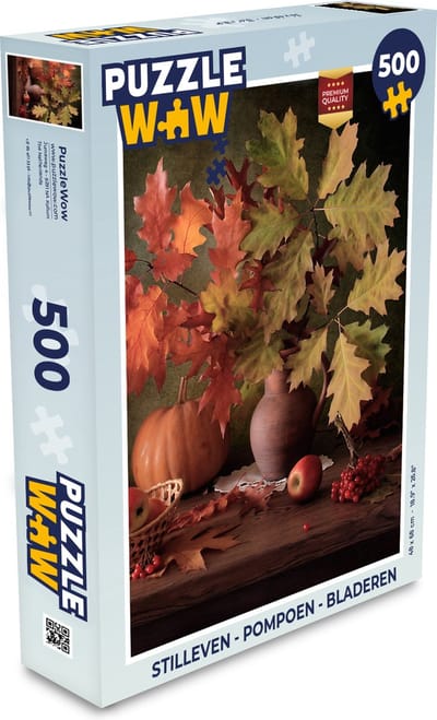 Puzzel Stilleven - Pompoen - Bladeren - Appel - Kersen - Herfst - Legpuzzel - Puzzel 500 stukjes
