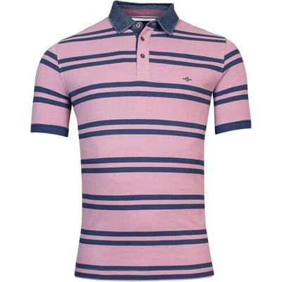 Baileys Polo Duo Yarn Dyed Stripe Denim Collar Solid Piqué Lila / male