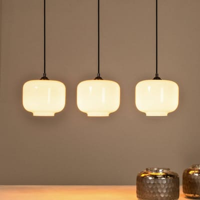 Lucide Medine hanglamp, opaal, hoekig, glas, 3-lamps, E27