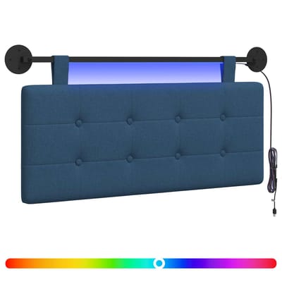 vidaXL - Hangend - hoofdbord - Met - LED-verlichting - Blauw - Stof