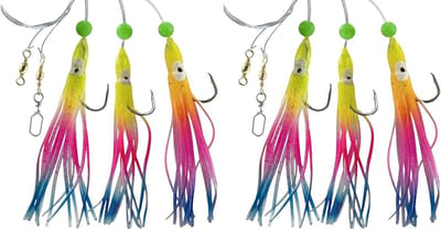 Vis Lood Set - Zeeleider Octopus - Kabeljauw Vangen - Lichtgevend UV Glitter - 140cm 0.70mm - Meerdere Kleuren