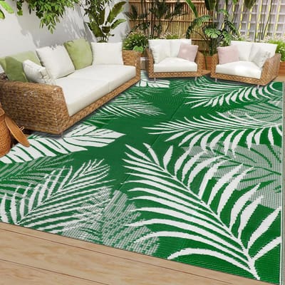Outdoor tapijten voor tuin waterdicht 150x245cm groen omkeerbaar plastic tuintapijt UV-bestendige buitenruimte vloermat voor buiten BBQ terras balkon veranda