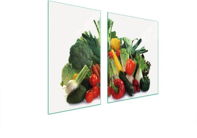 TMK ArtDeko - Snijplank en Beschermplaat - Glas - 100x52 cm - Warzywa