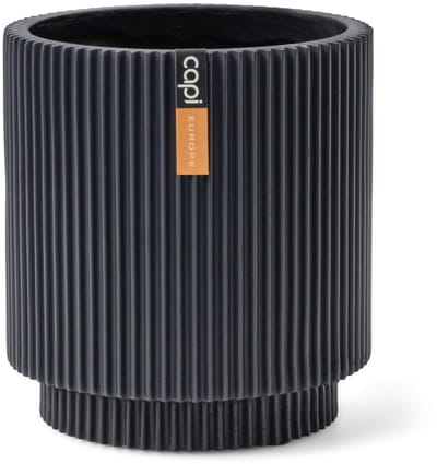 Capi Europe - Vaas cilinder Groove Colours - 11x12 - Grafietgrijs - Opening Ø - Bloempot voor binnen - 5 jaar garantie - BGVGY312
