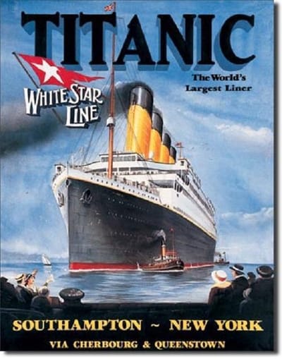 Titanic - White Star  Metalen wandbord 31,5 x 40,5 cm.