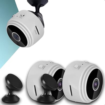 Tech Essentials Mini Verborgen Spy Camera - 1080P - Met WiFi APP - Micro Geheime Beveiligingscamera - Binnenhuis - Spionage - afluisterapparatuur - Wit - 2-Pack
