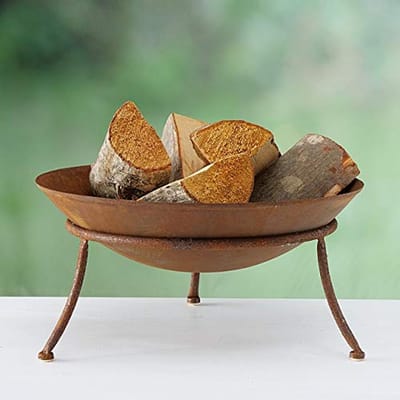 Vuurschaal barbecue met statief - roestlook - tuinfeest decoratie - 47 cm diameter - 22 cm hoog