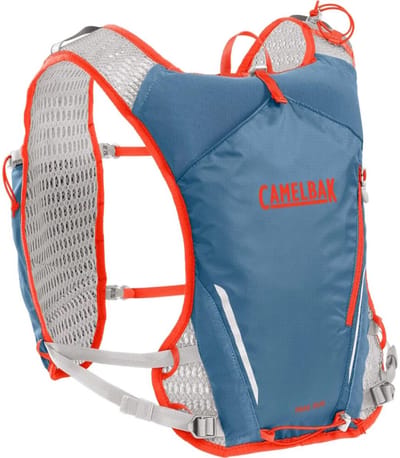 CamelBak Trail Run Vest - Drinkrugzak - 5 L - Reflecterend - Ruimte voor 2 Flexibele 500 ml flessen - 3D Micro Mesh - Hardloopvest - Drinkhouder - Lichtgewicht - Blauw