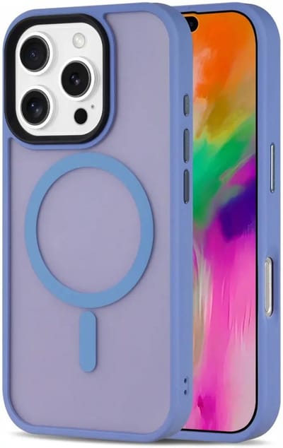 Hoesje Geschikt voor iPhone 16 Pro - Compatibel met MagSafe - Matte Beschermhoes - Back Cover met Magneet - Licht Blauw
