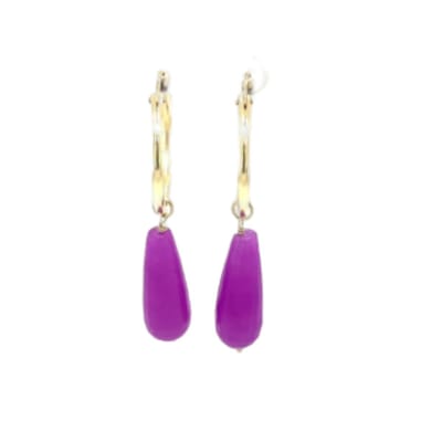 Pat's Jewels Oorbellen - Oorbellen Dames - Statement Oorbellen - Oorringen - Druppel oorbellen -Edelsteen - Paars - Goud