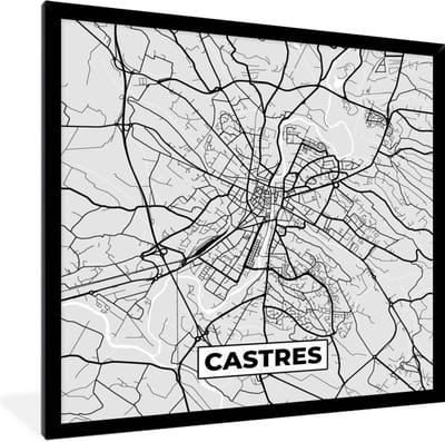 Fotolijst incl. Poster - Plattegrond - Kaart - Stadskaart - Frankrijk - Castres - 40x40 cm - Posterlijst