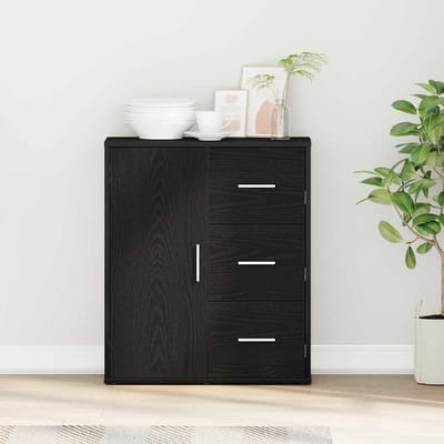 vidaXL - Dressoir - Zwart - Eiken - 60 - x - 31 - x - 70 - cm - Bewerkt - hout