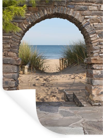 Muurstickers - Sticker Folie - Doorkijk - Strand - Duin - Planten - 30x40 cm - Plakfolie - Muurstickers Kinderkamer - Zelfklevend Behang - Zelfklevend behangpapier - Stickerfolie