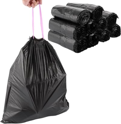 200 Stuks 20 Liter Vuilniszakken met Trekkoord, 50 x 55 cm Sterke Afvalzakken, Ideaal voor Thuis en Kantoor, Afvalzakken met Handvat