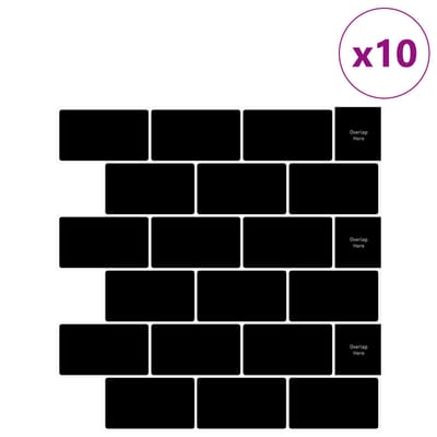 vidaXL - Subway - tegel - 10 - st - Zwart - 30 - x - 30 - cm - Polyurethaan - en - PET