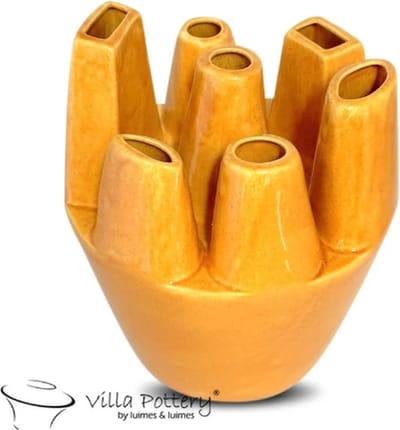 Vaas - Villa Pottery - Decoratie - Woondecoratie - Keramiek - Flowerpower 3_1 Yellow Reactive