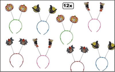 12x Diadeem Creepy Halloween assortie - Kids - Creepy griezel uitdeel thema feest halloween horror