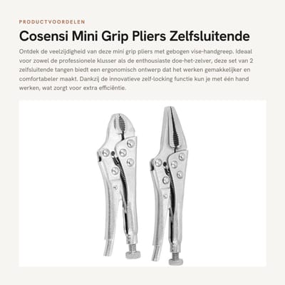 Dailygoods- Griptang Gebogen - 2 stuks - Koolstofstaal - Handgreep - Duurzaam - Arbeidsbesparend - Lange levensduur - Klem