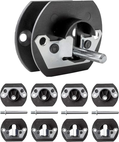 Famanu - Scharnierverbinders voor banken met metalen stekker, 4 stuks, houderhaken om in te steken, zwart, 70 mm