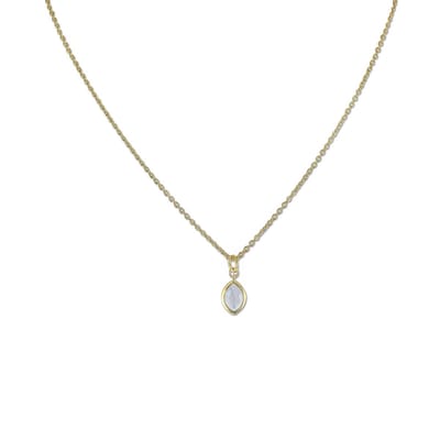 New Bling 9NB-0708 Zilveren Ketting met Hangertje - Dames - Nano Opaque - Ovaal - Wit - 8,7 x 6,5 mm - Ankerschakel - 40 + 2,5 + 2,5 cm - 0,9 mm Dikte - Zilver - Gold Plated (Verguld/Goud op Zilver)