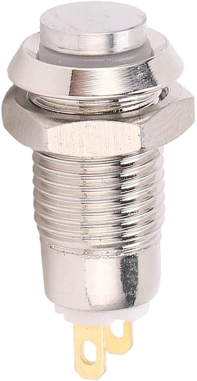 Allecto - 8mm Push Button Switch RVS Waterdicht - Duurzaam en Betrouwbaar voor Diverse Toepassingen
