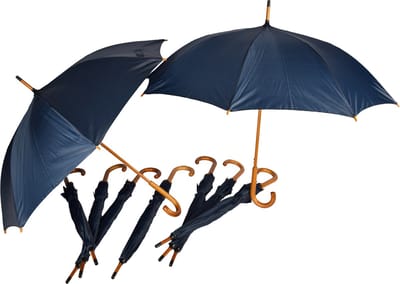 Paraplu 9 stuks - Set van 9 Stijlvolle Navy Blauwe Automatische Paraplu voor Volwassenen - met Houten Handvat | 98cm Diameter | Waterdicht en Windproof