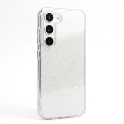 Glitter doorzichtig telefoon hoesje Samsung S23– transparante backcover voor dames – geschikt voor Samsung Galaxy S23– lichte sparkle afwerking – flexibel kunststof hoesje