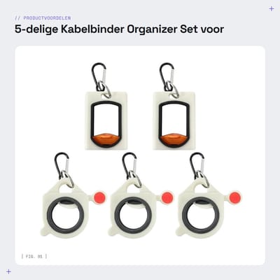Dailygoods - 5-delige Kabelbinder Organizer Set voor Kabels