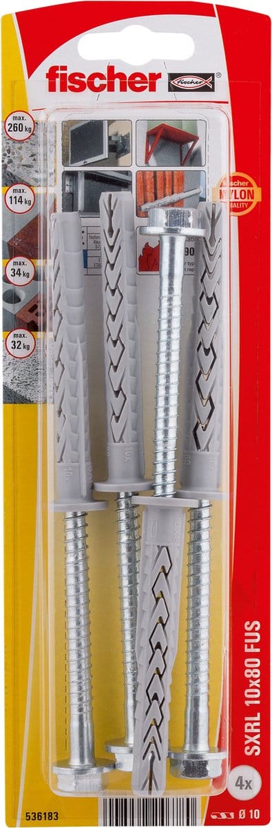 Fischer 536183 SXRL 10 x 80 FUS K NV Constructie plug 80 mm 1 set(s)