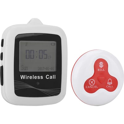 1 stuks Draadloos Smart Oproepknop Pagersysteem Ontvanger   10 stuks Oproep Pager UK Plug black