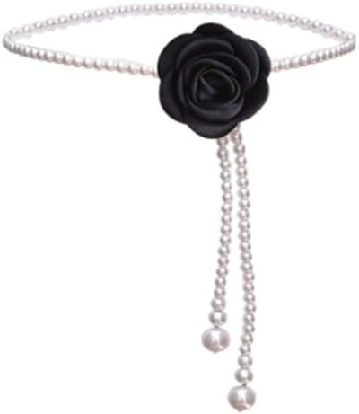 Parelriem - Parelkettingriem met bloemen - Damesaccessoire - Camelia parel tailleketting - Witte riem - Navelketting - Trouwriem