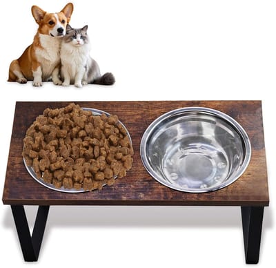Hondenvoerbak Set - Verhoogde Bakken - Comfortabel Eten - Gekanteld Ontwerp - 1220 ml - Zwart
