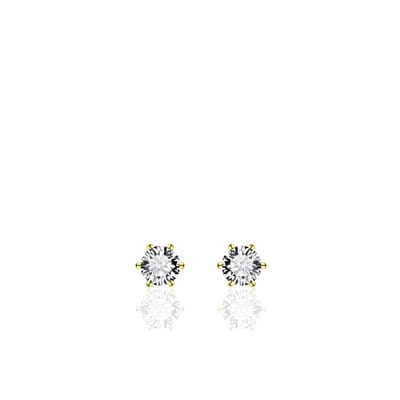 Jewels Inc. - Oorbellen - Oorstekers Solitaire gezet met Zirkonia - 5mmØ - Geelgoud Verguld Zilver 925